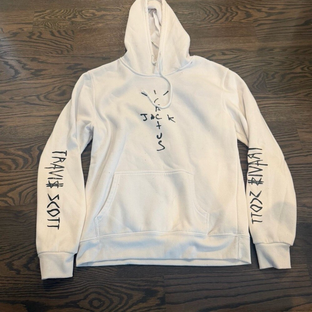 Cactus Jack Travis Scott Jack + Us Hoodie Mens Size S White Pullover